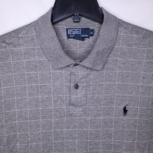 Ralph Lauren Polo Shirt Mens XL Check Gray Pony Cotton